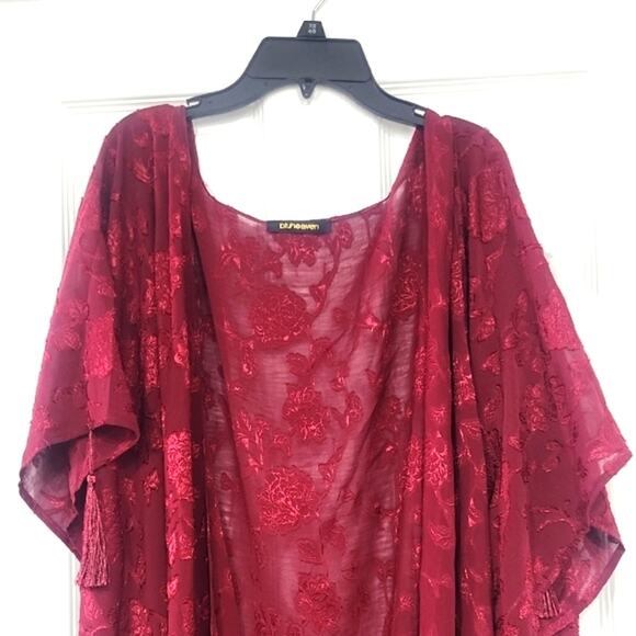 Elie Tahari Burgundy Floral Kimono - Picture 1 of 6